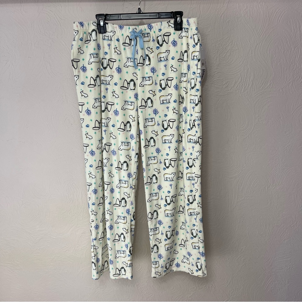 Muk Luks Cream and Blue Pajama Pants